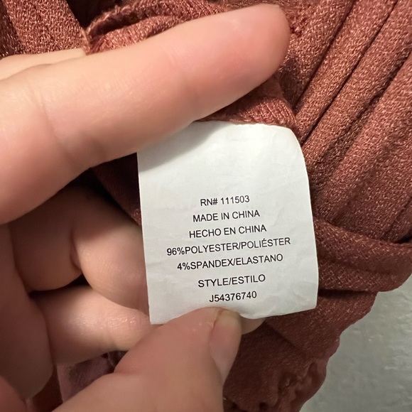 June & Hudson Womens Jumpsuit Brown Tie Back Surplice Neck Elastic Waist - Picture 5 of 9